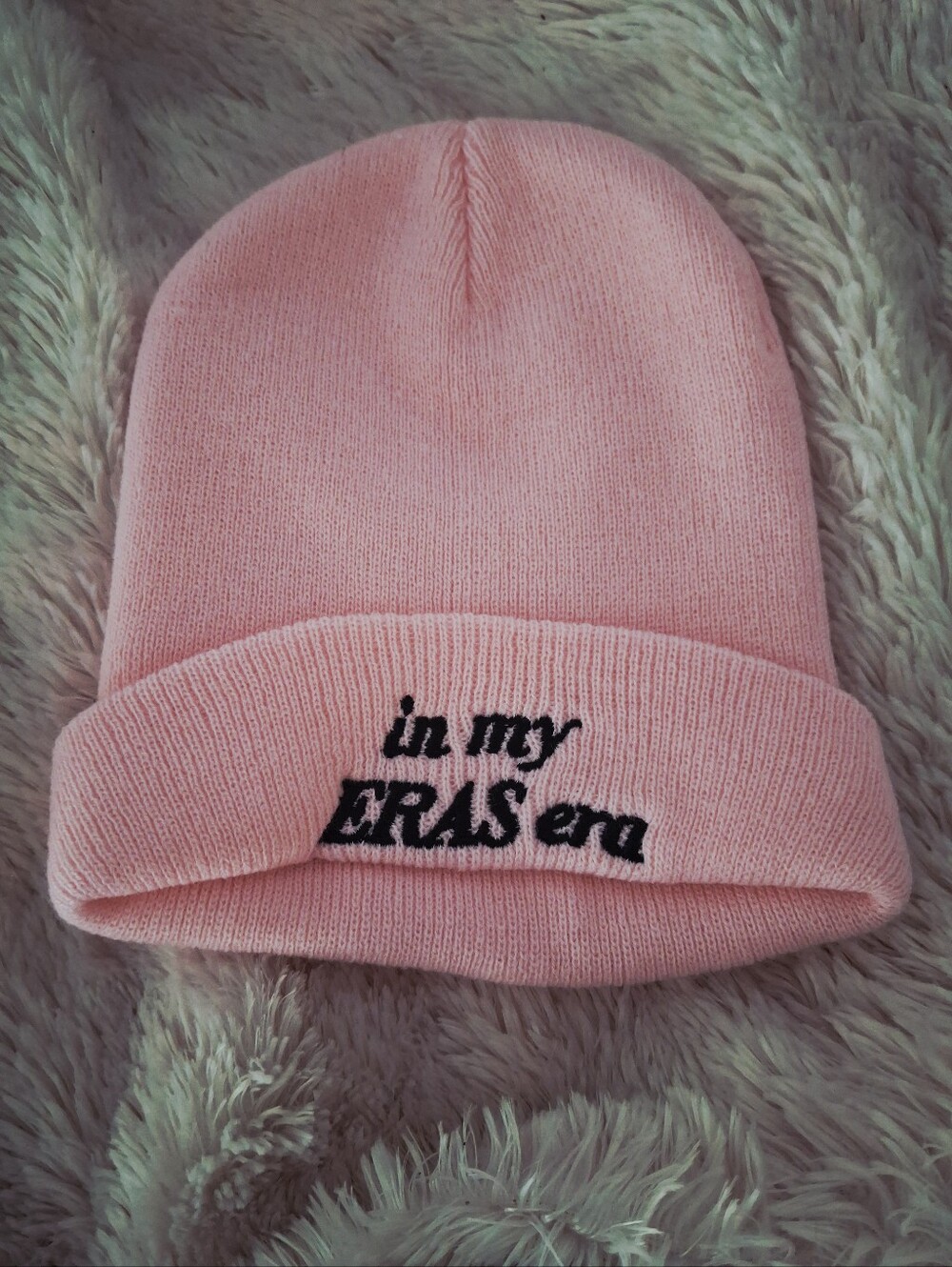 Girls Pink "in my ERAS era" Taylor Swift Embroidered Beanie. NWOT. OSFM